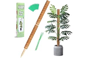 Augshy 2 Pcs 16 Inches Coir Totem Pole Plant Totem Moss Sticks for Indoor Plants Climbing, Creepers, with 10 Pcs Plant Labels and 10 Pcs Twist Ties
