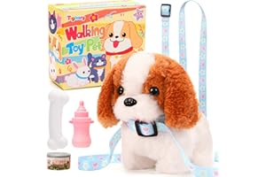 Tagitary Plush Toys Puppy Electronic Toy Walking and Barking Dogs,Tail Wagging Fake Dog Interactive Dog Toy for Kids with Leash,Easter Christmas Birthday Gift for Toddlers Kids
