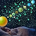 445 Pcs Glow in The Dark Planets Wall Stickers Set, Luminous Magic Starry Sky Wall Stickers, DIY Sensory Fluorescent Wall Decals, Home Wall Decor for Children's Room/Kindergarten/Ceiling/Living Room