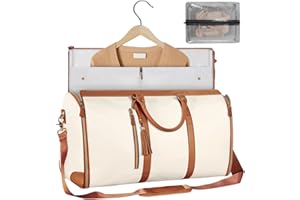 SMELEYOU Garment Duffle Bag Travel Cabrio KleidungsstüCk FüR Fahrt GroßE KapazitäT Convertible PU Anzug TräGer Mit Schuhbeutel Kleidertasche Tragetasche Auf HäNgende Anzug Tasche FüR Frauen Reise Beige Beige
