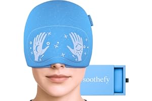 Soothefy Migraine Relief Cap - Built-in Slide-Up Eye Mask - Natural Tension Headache Relief Cap - FSA HSA Eligible - 360° Compression Ice Cap for Migraines, Hangovers, and Stress (Ocean Breeze)