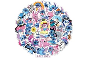 AFFOTO Lilo & Stitch Lot de 100 autocollants en vinyle pour ordinateur portable, voiture, moto, vélo, skateboard, étanche, motif graffiti