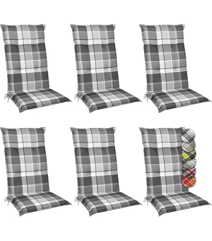 KETTtex EXKLUSIV Auflage Hochlehner Silbergrau I Gartenstuhl Polster 120x50x7cm I KTH3 Sitzauflage Weich & Hautfreundlich I Robuste Stuhlauflage