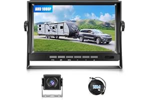 VECHTEL Retrocamera Camper Telecamera per Auto, AHD 1080P 7" Monitor LCD e Kit, Telecamera Posteriore con Cavo da 15M, Visione Notturna IP69, Resistente all'Acqua, Adatto per Autocaravan, Camion