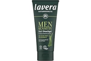 ‎LAVERA lavera Men sensitiv 3in1 Duschgel - erfrischend & belebend - für empfindliche Haut - Bio-Bambus & Bio-Aloe Vera - vegan - Naturkosmetik - 200 ml