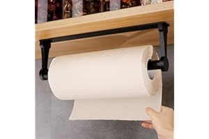 Loputon Portarrollos Papel Cocina, Soporte Papel Cocina Aleación de Aluminio, Porta Rollos de Papel Cocina para Cocina, Baño, Salón-Negro