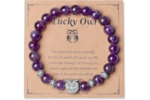 AWARDSEN 8 mm Crystal Animal Themed Bracelets for Women, Elephant Owl Turtle Cat Lucky Charms Bracelet for Get Well Soon Wisdom Safe Travel Good Luck Gifts for Women Her Bestie