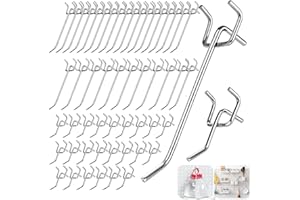 FEADBYT Pegboard Hooks, 60 Pcs 3cm Apart Pegboard Hooks, Hole Diameter 3mm Metal Hook, Board Shelving Peg, Hook Wall Display, Peg Board Panel Display,for Retail Store Supermarket
