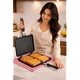 MEŞELER Ocak &Uuml;st&uuml; Granit D&ouml;k&uuml;m El Tost ve &Ccedil;ok Ama&ccedil;lı Grill Tava, 26 cm, Siyah