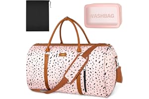 TIBES Garment Bag for Travel Convertible Carry On Garment Bag Large Travel Duffel Bags for Women 2 in 1 Hanging Suitcase Suit Travel Bags for Women & Men 3pcs Set, A-Pink Leopard