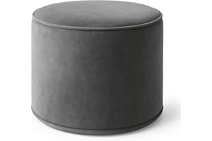 KISAA LIVING Luxury Velvet Footstool Bean Bags | Round Ottoman Footrest for Living Room & Bedroom | Modern Stylish & Durable Ergonomic Design | 40x40cm Comfy Pouffe (Grey)