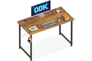 ODK Scrivania Per Computer, 100x48cm Scrivania Da Ufficio, Scrivanie Da Lavoro Con Gancio Para Auriculares Mesa De Escritura, Marrone