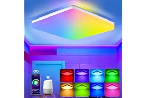 ‎IEGLED LED Deckenleuchte Alexa, Smart Deckenlampe Dimmbar RGB, 18W 1800LM WIFI Lampe, IP54 Wohnzimmerlampe Schlafzimmerlampe Kinderzimmerlampe, kompatibel mit Alexa App Google Home, 2700K-6500K, 22 * 22cm