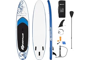 COSTWAY SUP Gonfiabile Adulti 305/335 cm, Stand Up Paddle Gonfiabile con Pinne, Leash, Pagaia, Pompa, Kit di Riparazione e Borsa, Carico Massimo 120 kg