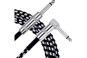 Anpro Guitar Cable 3 m /10 FT, 6.3 mm Guitar Lead Cable,Instrument Cable for Electric Bass Keyboard - Straight to L Shape Plugs