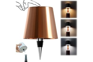 AIMARS Wireless Bottle Lamp, 3 Color Stepless Dimming Wine Bottle Lamp, LED Rechargeable Touch Control Wireless Bottle Lampshade for Bedroom, Restaurant, Bar (Rose Gold, 1-Pack)