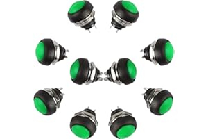 Larcele 10x 12mm Mini Ronda Prueba de Agua Boton Pulsador ANKG-01 (Verde)