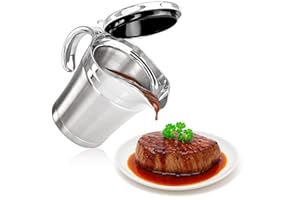 Wilhelm Sell® Salsera térmica, recipiente aislado con tapa abatible y asa, jarra de acero inoxidable de doble pared, conserva calor o frío, apta para lavavajillas