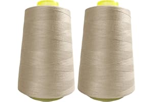 JYC CREATIVE 2 rotoli di filo per cucire, 40/s, accessori per cucire ad alta resistenza, bobina di filo per cucire, varietà di colori, artigianato, abbigliamento, (2 pezzi, beige 3465-3000Y)