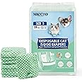 MICOOYO Disposable Puppy Cat Nappies, Super Absorbent Pet Diapers for Small Cats Female Dogs, Disposable Cat Diaper Pants for Female in Heat (Green, S)