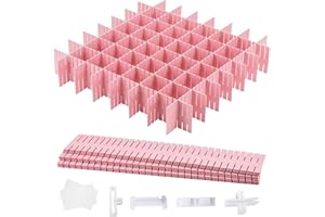 LWAIX Separadores de Cajones Ajustables Divisores de Cajones 16pcs DIY Organizador de Cajones para la Ropa Interior Calcetines Cinturón Escritorio Oficina Cocina Baño (rosado)