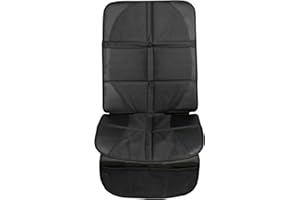 babycab Kindersitzunterlage inkl. Rückenlehnenschutz schwarz - mit Taschen für Spielzeug - für vorwärtsgerichtete Sitze - Befestigung mit Schnallenverschluss und längenverstellbaren Gurten