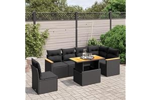 Amorsee Balkon Lounge Verstellbare Tischplatte Loungemöbel Balkon Sofa Rattan Gartensofa Gartenlounge Klein Ecklounge Lounge Möbel Outdoor Gartenmöbel Ecksofa Balkonmöbel Balkonsofa