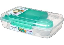 Sistema To Go Collection Large Bento Box Plastic Lunch and Food Storage Container, 7.4 Cup, Multi Compartment, Color Varies |