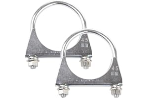 GILEN 2 Pcs 45mm Exhaust Clamp, Heavy Duty Exhaust Clamps U Clamps, Special Clamp for Exhaust Pipe U-Shaped Galvanized Pipe Clamp, Exhaust U Bolts for 45mm Diameter Exhaust Tail Pipe Clamps