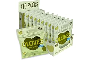 Oloves - Fresh Basil and Garlic, Green Pitted Olives - 10 x 30g Multipacks - 100% Natural, Vegan Friendly, Gluten-Free, Keto Friendly Olive Snack for a Lunchtime Health Kick