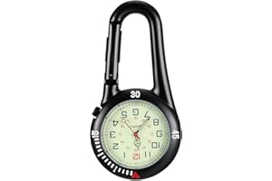 iplusmile Karabiner Uhr Rettungsdienst: Uhr mit Karabiner Krankenschwester Uhren mit Clip Leuchtendes Krankenschwester Uhren für Männer Frauen - Radfahrer Kletterer Rucksack Outdoor-Aktivitäten