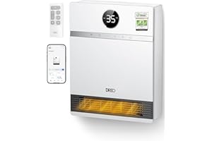 Dreo Smart Wandkonvektor, 30° Lüfterauslass, 2000W, einstellbarer Thermostat, Fernbedienung, Wochentimer, einfach zu montierende Heizung für den Innenbereich, kompatibel mit Alexa