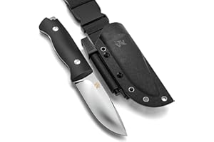 ODENWOLF Odewolf LUPUS nóż outdoorowy, stałe ostrze w klasycznym stylu, nóż survivalowy, stałe ostrze, nóż myśliwski z pochwą i krzesiwem – idealny nóż bushcraft survival