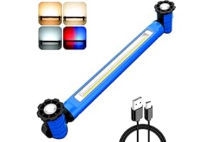 CLV Lampada da Lavoro LED Ricaricabile, 3000LM Lampada Led Ricaricabile con Base Magnetica Lampada Magnetica 5000mah Lampada di Ispezione Portatile 6 modalità 3 luminosità, IP65 per Riparazioni