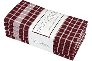 MISS SAVON Strofinacci Cucina Set di 5 Canovacci Cucina Cotone 100% Stracci Cucina Set Strofinacci Cucina Vintage di alta Qualità (rosso vinaccia, set da 5)