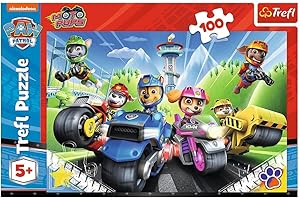 Trefl - PAW Patrol, Psi Patrol na Motorach - Puzzle 100 Elementów - Kolorowe Puzzle z Bohaterami Bajki, Kreatywna Rozrywka, Zabawa dla Dzieci od 5 lat