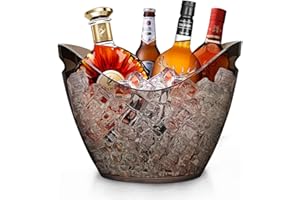 RERXN 8L Eiseimer Champagner Eimer,Eis Eimer,Weinkühler Sektkühler,Acryl große Eiskübel, Küchenobst und Gemüse Vorratsbehälter Behälter (Black Clear)