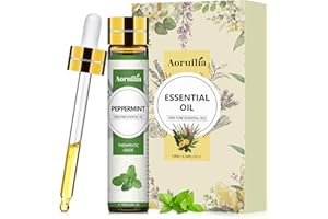 Aoruilia 10ml Peppermint Essential Oil 100% Pure Natural - Therapeutic Grade Peppermint Oil Aromatherapy Essential Oils for Diffuser for Home, Headache Relief, Skin & Hair Care, Candle Making