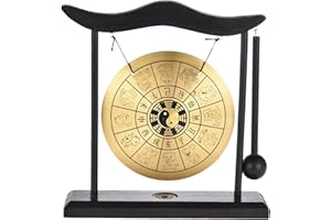 MOSLATE Zen Chinese Table Gong - Zen Art Messing Feng Shui Desktop Gong, Percussion Desk Gong mit Hammer, Wind Chime Percussion Instruments, für Home Decor Housewarminggeschenk