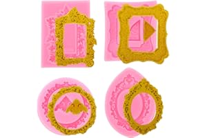 STYQUENZER 4 stampi in silicone per cioccolato e cioccolato in stile barocco, stile barocco, decorazione per torte, cioccolato, zucchero, burro, gomma, argilla (rosa)