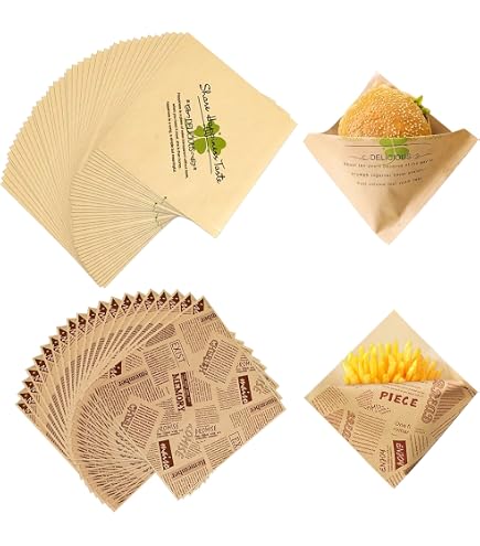 100 Sacs En Papier Triangles Pour Hamburgers - Kraft Résistant Graisse | Emballage Alimentaire Écolo