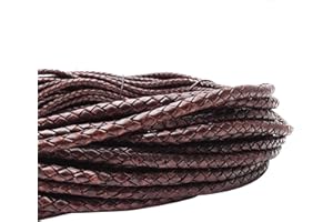 esnado Lederschnur rund geflochten, Flechtriemen, Boloschnur | Durchmesser: 5 mm | Farbe: Antik Braun | Länge: 1 m | vegetabil gegerbt - für das kreative Lederhandwerk, Schmuck, Basteln