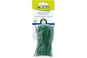 TENAX Piattina in PVC Lunghezza 10 cm Colore Verde, Confezione da 100 Pezzi, Fascetta in Filo di Acciaio ricoperto di PVC per Legatura Piante e Fiori, Chiusura Sacchetti e Confezioni