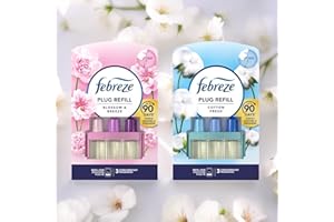 Febreze 3Volution Plug‑In Refill Bundle 2 × 20 ml | COTTON FRESH & BLOSSOM BREEZE | OdourClear™ Plug Refills | Up to 90‑Day Continuous Freshness