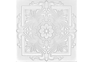 EURODECO Pannelli 3D, pannelli in polistirolo, pannelli da soffitto, pannelli da parete 3D, decorazioni, soffitti, rivestimento da parete, spessore 3 mm, 50 x 50 cm, 25 m², 100 pezzi (08110)
