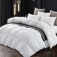 Topllen Down Comforter King Size, All Season Duvet Insert Filling with White Down and Feather, 100% Cotton Cover Medium Warmth Down Duvet with Corner Tabs (106x90, White)