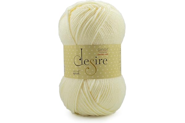 Ganga Acrowools Acrylic Desire Hand Knitting and Crochet Yarn. Pack of 1 Ball - 100Gms. Shade No - Dsr004, Cream