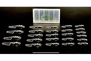 EVERBAY Stainless Steel Rolling Fishing Swivel with Snap Set Swivel Fishing Line Connectors Hight Strength for Saltwater & Freshwater Fishing accessories, 25pcs/box, 50pcs/box