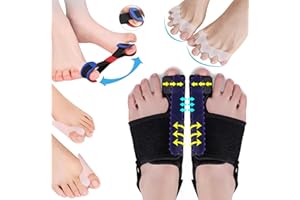 XOPOZON 2 Stück Hallux Valgus Korrektur und 4 Stück Zehenspreizer 1 Big Toe Strap zur Zehenbegradigung - Universalgröße, Hallux Valgus Schiene, Haluxschienen Korrektur für große Zehe Schmerzlinderung