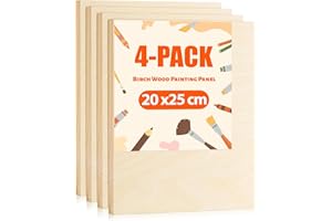 ‎ROWOOD ROWOOD Holzleinwand zum Malen, Leinwandplatten 20x25cm/8x10" – 4 Stück, Unvollendeter Holzrahmen, Leere Malerleinwand für Kunsthandwerk, Ölmalerei und Pouring-Technik